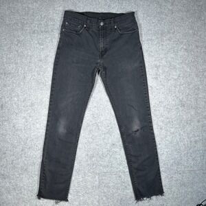 Levi's 511 denim jeans mens 32x34(30x30) Black Slim Fit Raw Hem Distressed